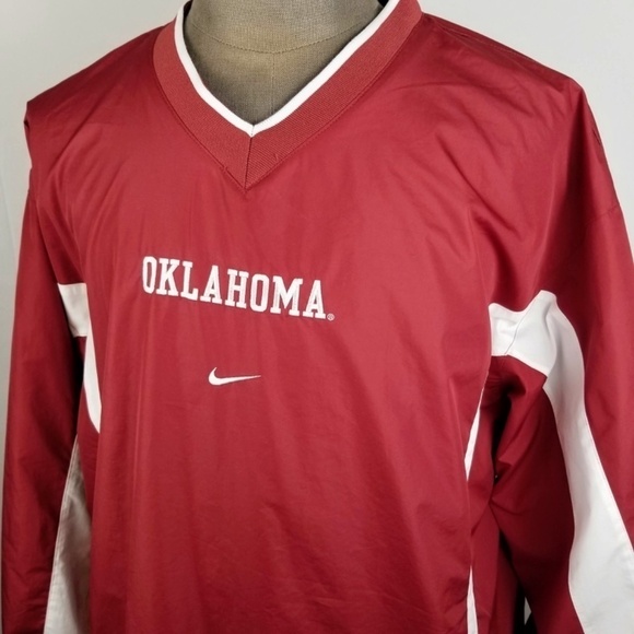 Nike Vintage -Center Check -Oklahoma University OU Crimson Red NCAA Windbreaker - Picture 2 of 11